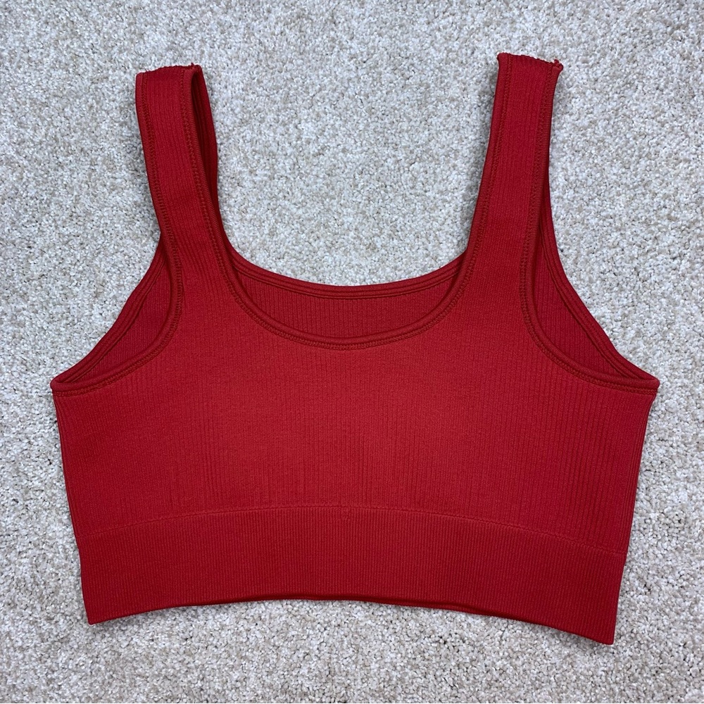 Brick Red Ribbed Bra Top (size medium) - Picture 6 of 7